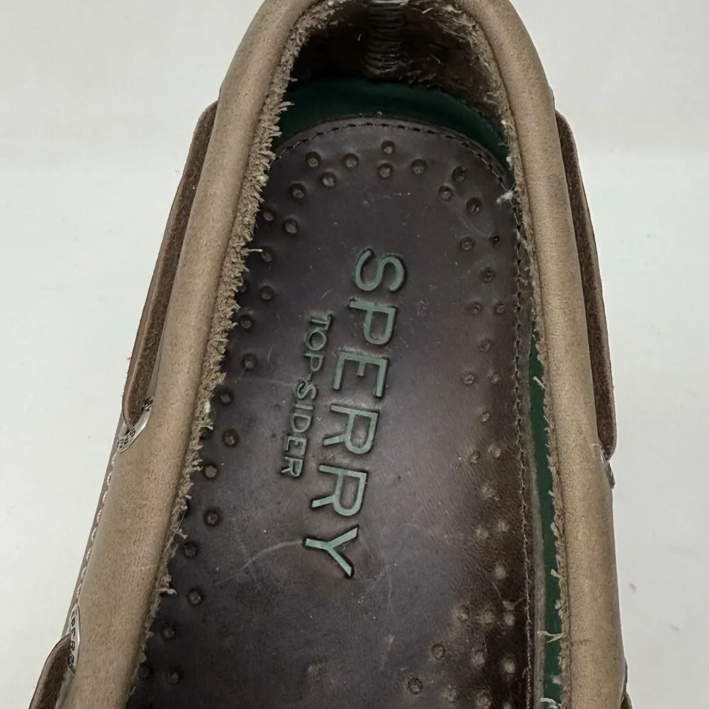 Sperry Authentic Original Boat Shoes Mens 8.5 M Taupe Brown Leather 2 Eye Casual